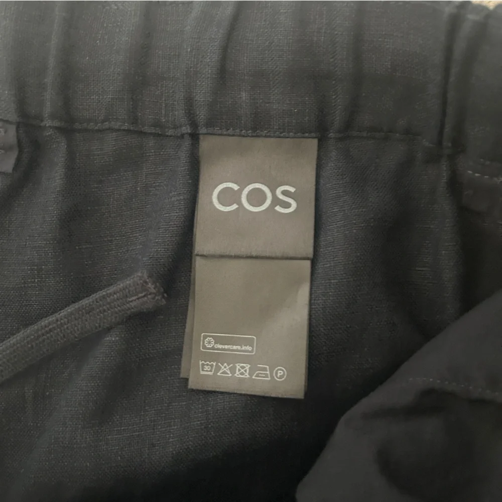 NEW COS navy blue recycled linen drawstring pants 34R